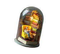 Artistic Miniature Book Stack Nightlight in Vessel Resins Reader Library Statue LED Lamp for Bedsides Table Display Resins Reading Figurine Lamp
