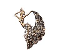 Artistic Minority Dance Inspired Brooch Pin High Precised Casting Detailed Folds Movement National Charm Gift Girlfriend Gathering Jewellery
