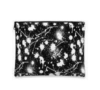 Artistic Modern Makeup Bag, Black White Splatter Cosmetic Travel Pouch for Women, Portable Canvas Zipper Organizer, Everyday Skincare Toiletry Bag, Black, 7x9 Inch, Makeup