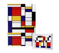 Artistic Mondrian Style Color Composition Red,1000 Pieces Adults Puzzle Game Challenging Puzzles,Jigsaw Puzzles