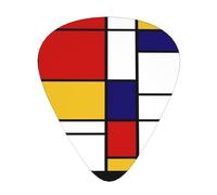 Artistic Mondrian Style Color Composition Red,12 Pcs Guitar Pick,3 Different Thickness Plectrums for Acoustic Guitar Bass Ukulele (0.46mm 0.96mm 0.71mm)