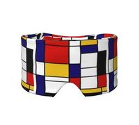 Artistic Mondrian Style Color Composition Red, Full Eye Covers Light Blocking Eye Mask Sleep Eye and Ear Muffs