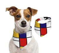 Artistic Mondrian Style Color Composition Red,Pet Bib Scarf Cats Dog Bandana Dogs Towel Bib Adjustable Pet Scarf,M