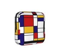 Artistic Mondrian Style Color Composition Red, Sanitary Pad Storage Bag, Pad Holder Bag with Zipper, Change Purse