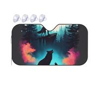 Artistic Moon Valley Wolf Windshield Sun Shade Portable Car Windshield Sun Shade Foldable Car Window Covers Universal For Cars Va-Ns Auto S