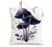 Artistic Mushroom Canvas Tote Bags Reusable Shopping Bags Modern Botanical Lightweight Eco-Friendly, white, 13x15 Inch