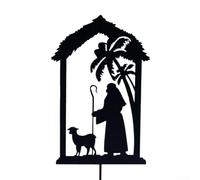 Artistic Nativity Shadow Stakes Yard Sign Unique Decoration to Highlight Your Garden This Christmas (C)