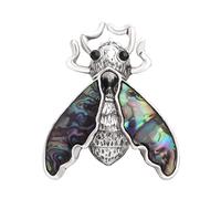 Artistic Natural Shell Alloy Exquisite Cicada/Peace Doves Shaped Brooch Elegant Rhinestones Embellished Necklace Pendant Her Jewelry