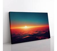 Artistic Ocean Sunset Canvas Wall Art Print Ready to Hang, Framed Picture for Living Room Bedroom Home Office Décor, 50x35 cm (20x14 Inch)