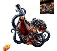 Artistic Octopus Shaped Glass Decanter, 350ml Borosilicate Glass Liquor Bottle, 3D Deep Sea Tentacle Sculpture, Unique Bar Home Decor Collectible Gift for Men Marine Lovers (1PCS)