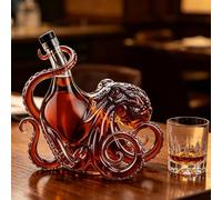 Artistic Octopus Shaped Glass Decanter, 3D Deep Sea Tentacle Sculpture, 350ml Decor Borosilicate Bottle Glass Liquid Bottle Unique Bar Home Decor Collectible Gift for Men Marine Lovers (Transparent)