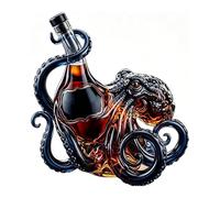 Artistic Octopus-Shaped Glass Decanter, 3D Deep Sea Tentacle Sculpture, 350ml Decorative Borosilicate Bottle, Glass Liquid Bottle Unique Bar Home Decor Collectible Gift for Men Marine Lovers (Black)