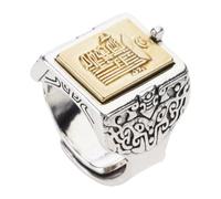 Artistic Open Band Copper Rings Embellished with Ten Auspicious Signs Mythical Creature Rings for Fashion Lovers Vintage Copper