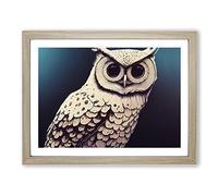 Artistic Owl H1022 Framed Print for Living Room Bedroom Home Office Décor, Wall Art Picture Ready to Hang, Oak A2 Frame (64 x 46 cm)