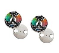 Artistic Paint Wheel Enamel Pin Rotating Design Rainbow Black