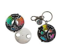 Artistic Paint Wheel Enamel Pin Rotating Design Rainbow Black