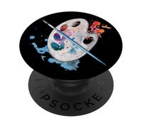 Artistic palette, brush with colorful paint splatter PopSockets Adhesive PopGrip