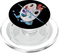 Artistic palette, brush with colorful paint splatter PopSockets PopGrip for MagSafe