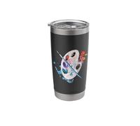 Artistic Palette, Brush with Colorful Paint Splatter Stainless Steel Insulated Tumbler
