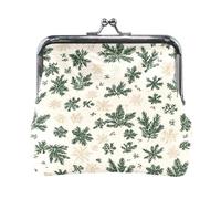 Artistic Pine Leaf Women's Coin Purse, PU Leather Small Wallet with Kiss-Lock Closure, Personalized Print Compact Pouch for Cash, Cards, Coins - Gift for Her