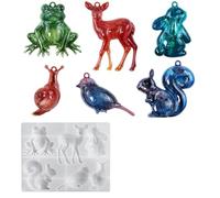 Artistic Resin Animal Frogs Deer Bird Squirrel Keychain Silicone Crafting Tool Silicone Keychain