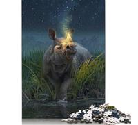 Artistic Rhino 1000 Pieces Puzzles Wooden Puzzle for Teenager Funny Jigsaw Puzzles 1000pcs (75x50cm)