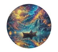 Artistic Scenery 120 Piece Circular Jigsaw Puzzle Imagining Space Animal Shape All Ages Educational Stress Relief Puzzle Home Decor Creative Challeng Challenging 120 PCS
