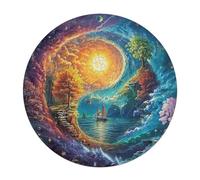 Artistic Scenery 120 Piece Circular Puzzle Imagining Space Animal Shape All Ages Stress Relief Puzzle Educational Home Decor Gift Idea Durable Pieces Challenging 120 PCS