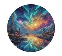 Artistic Scenery 120 Piece Circular Puzzle Imagining Space Animal Shape Durable Large Puzzle Stress Relief Home Decor Creative Challenge Educational Challenging 120 PCS