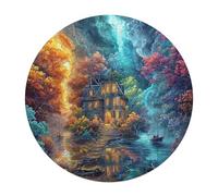 Artistic Scenery 120 Piece Round Jigsaw Puzzle Imagining Space Animal Shape All Ages Gift Puzzle Stress Relief Relaxing Activity Home Decor Educational Challenging 120 PCS