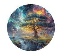 Artistic Scenery 120 Piece Round Puzzle Imagining Space Animal Shape Durable Family Puzzle Stress Relief Educational Home Decor Creative Challeng Educational 120 PCS