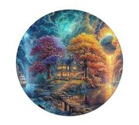 Artistic Scenery 120 Piece Round Puzzle Imagining Space Animal Shape Family Educational Puzzle Stress Relief Home Decor Relaxing Creative Challeng Challenging 120 PCS