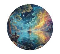 Artistic Scenery 120 Piece Round Puzzle Imagining Space Animal Shape Premium Home Decor Puzzle Family Activity Stress Relief Creative Challeng Educational Challenging 120 PCS