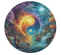 Artistic Scenery 195 Piece Circular Jigsaw Puzzle Imagining Space Animal Shape All Ages Educational Puzzle Stress Relief Home Decor Gift Idea Educational Challenging 195 PCS