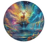 Artistic Scenery 195 Piece Circular Jigsaw Puzzle Imagining Space Animal Shape Premium Stress Relief Puzzle for Adults Home Decor Brainteaser Educational Challenging 195 PCS