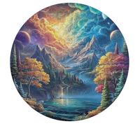 Artistic Scenery 195 Piece Circular Jigsaw Puzzle Imagining Space Animal Shape Stress Relief Puzzle Educational for All Ages Home Decor Challenging 195 PCS