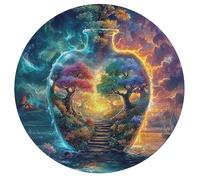 Artistic Scenery 195 Piece Circular Puzzle Imagining Space Animal Shape Premium Home Decor Puzzle Stress Relief Relaxing Activity for Adults & Kids Educational 195 PCS