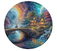 Artistic Scenery 195 Piece Round Jigsaw Puzzle Imagining Space Animal Shape Premium Brainteaser Puzzle Relaxing Activity Home Decor Gift Educational Challenging 195 PCS