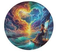 Artistic Scenery 195 Piece Round Puzzle Imagining Space Animal Shape Premium Home Decor Puzzle Family Activity Stress Relief Creative Challeng Educational Challenging 195 PCS