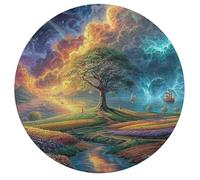 Artistic Scenery 195 Piece Round Puzzle Imagining Space Animal Shape Relaxing Home Decor Puzzle Stress Relief for Adults & Kids Creative Challeng Challenging 195 PCS