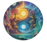 Artistic Scenery 68 Piece Circular Jigsaw Puzzle Imagining Space Animal Shape Durable Large Format Puzzle Stress Relief Home Decor Gift Educational Challenging 68 PCS