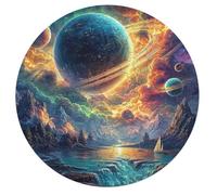 Artistic Scenery 68 Piece Circular Jigsaw Puzzle Imagining Space Animal Shape Premium Home Decor Stress Relief Puzzle for All Ages Creative Challeng Challenging 68 PCS