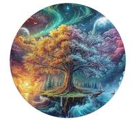 Artistic Scenery 68 Piece Circular Puzzle Imagining Space Animal Shape Premium Challenging Puzzle Decorative Finish Home Decor Gift Idea Relaxing Activity 68 PCS