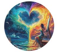 Artistic Scenery 68 Piece Circular Puzzle Imagining Space Animal Shape Premium Home Decor Puzzle Stress Relief Relaxing Activity for Adults & Kids Educational 68 PCS