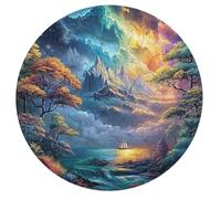 Artistic Scenery 68 Piece Round Puzzle Imagining Space Animal Shape Durable Premium Puzzle Stress Relief Relaxing Activity Home Decor Challenging Educational 68 PCS