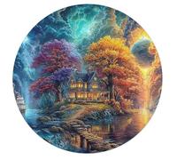 Artistic Scenery 68 Piece Round Puzzle Imagining Space Animal Shape Relaxing Activity Stress Relief Puzzle for Families Home Decor Creative Challenge Educational 68 PCS