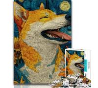 Artistic Shiba Inu Jigsaws Puzzles 1000 Pieces for Teenagers Gifts,Challenging Game And Family Play with Fully Interlocking Randomly Shaped Pieces (75x50cm)