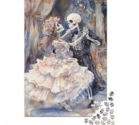 Artistic Skeleton Couple 1000 Piece Jigsaw Puzzle for Adults -wooden Puzzles- Relax Puzzles Games-Brain Teaser Puzzle 1000pcs (75x50cm)