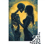 Artistic Skeleton Couple Wooden Jigsaw Puzzles for Adults 1000 Piece Rectangular Puzzle for Adults Game 1000pcs (75x50cm)