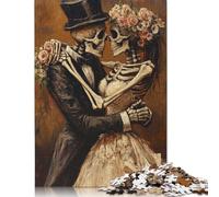 Artistic Skull Love Puzzle 100 Percent Recycled Cardboard 100 Percent Recycled Cardboard Jigsaw Puzzle for Boy Or Girl Easter Gift 300pcs (40x28cm)